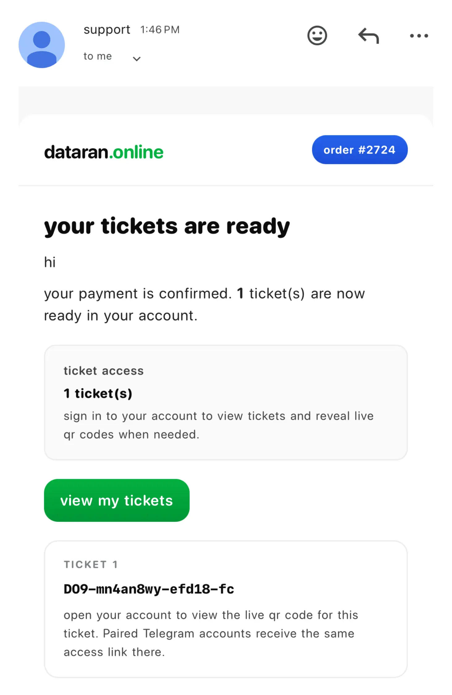 Ticket delivery guide